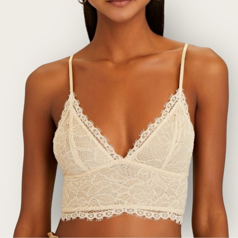 NWT | Jonathan Simkhai | Lace Triangle Bralette | Champagne | XS